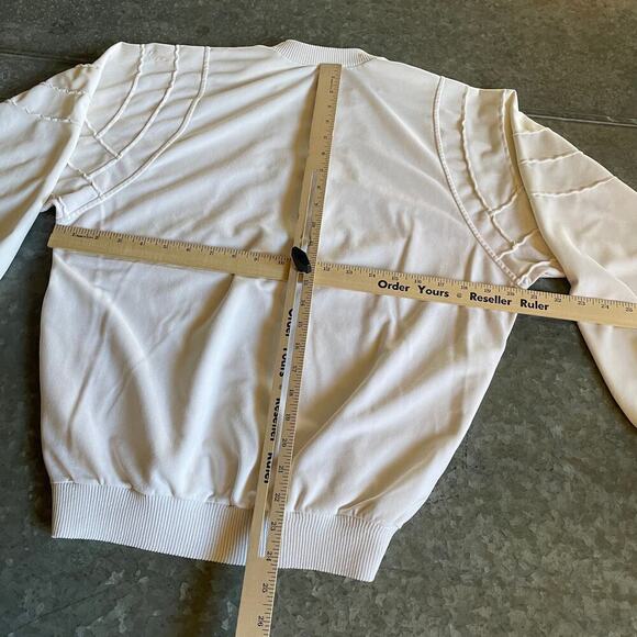 Vintage Fila Made in Italy Pockets Crewneck Sweatshirt 34 White Cream Geometric - Picture 14 of 16